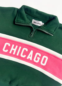 Chicago Quarter Zip Sweat Set - Green & Pink