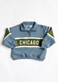 Chicago Quarter Zip Sweat Set - Blue & Green