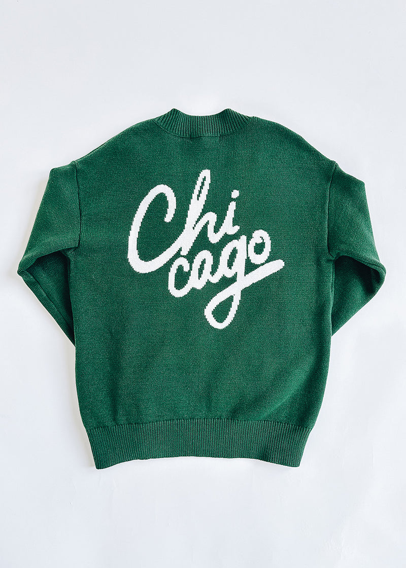 Chicago Script Cardigan - Green