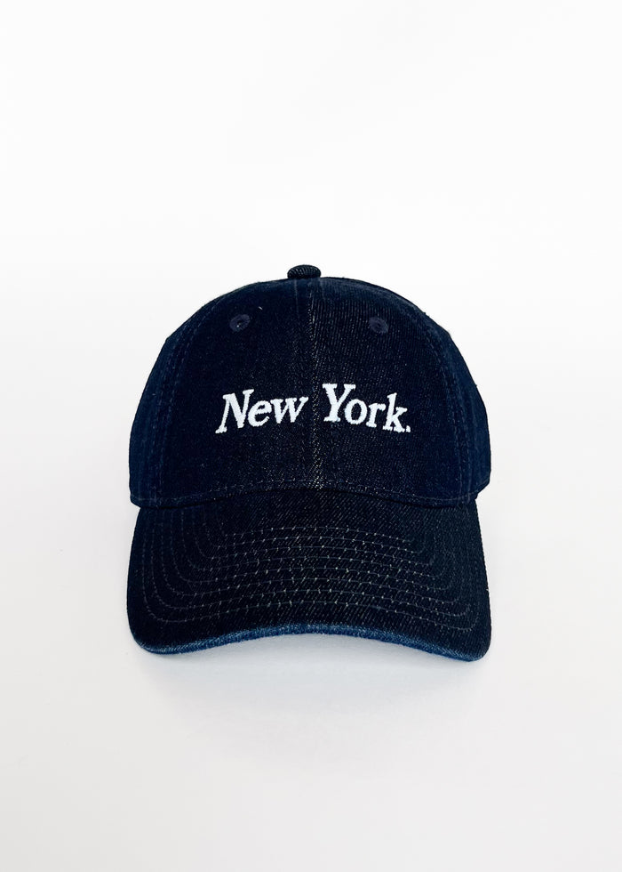 Toddler New York. Dad Hat - Dark Denim & White Embroidery