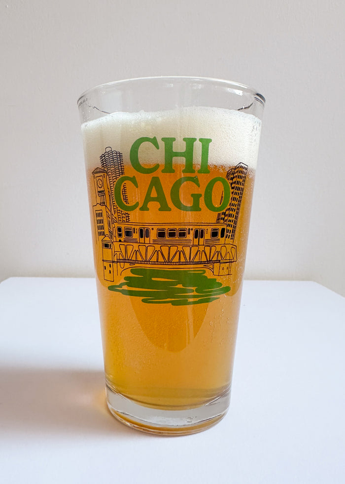 Chicago Green River Pint Glass