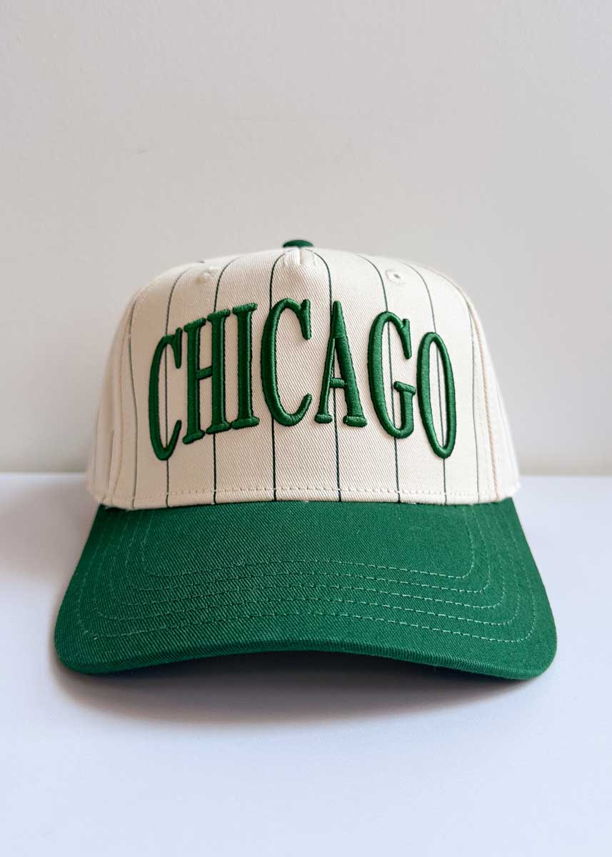 Chicago Puff Pinstripe Baseball Cap - Emerald