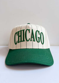 Chicago Puff Pinstripe Baseball Cap - Emerald