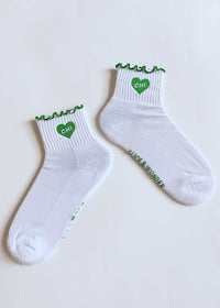 Chi Heart Ruffle Sock - Green