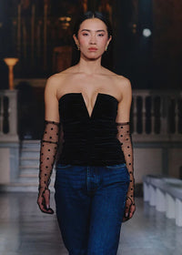 Celio Velvet Corset Top - Black