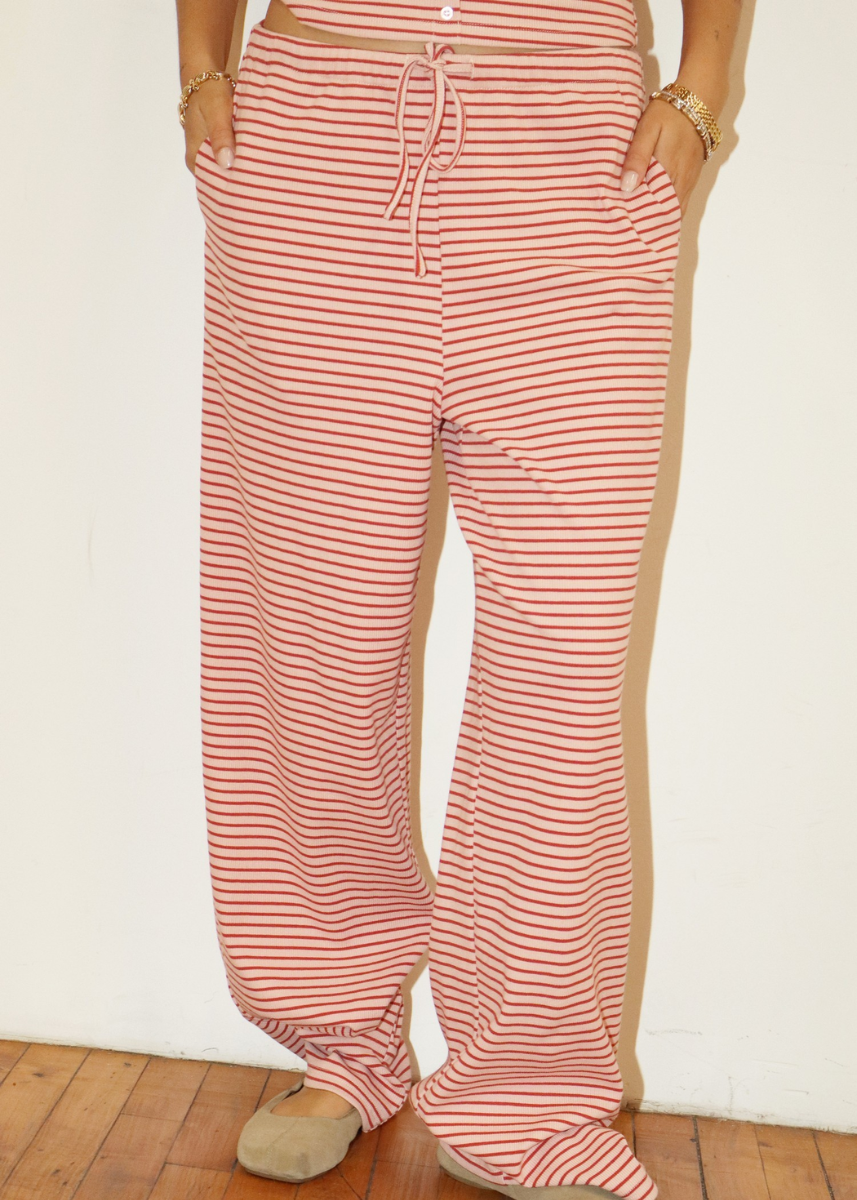 Inga Striped Wide Leg Pant - Strawberry