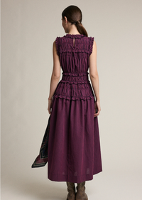 Isadora Ruffle Plaid Maxi Dress - Wine