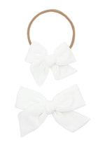 Small Velvet Bow Headband - Ivory