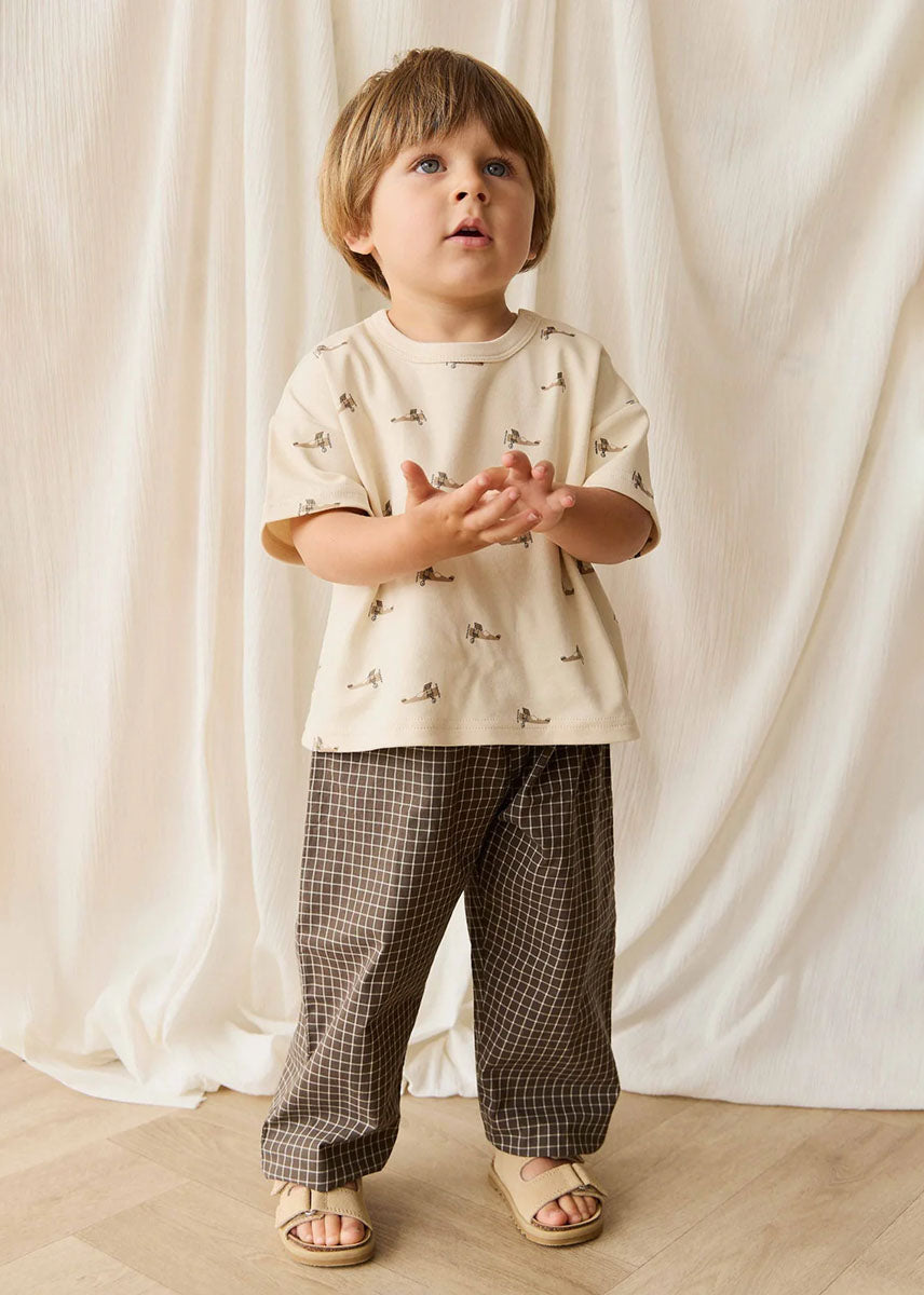 Organic Cotton Kingston Pant - Coffee Grid
