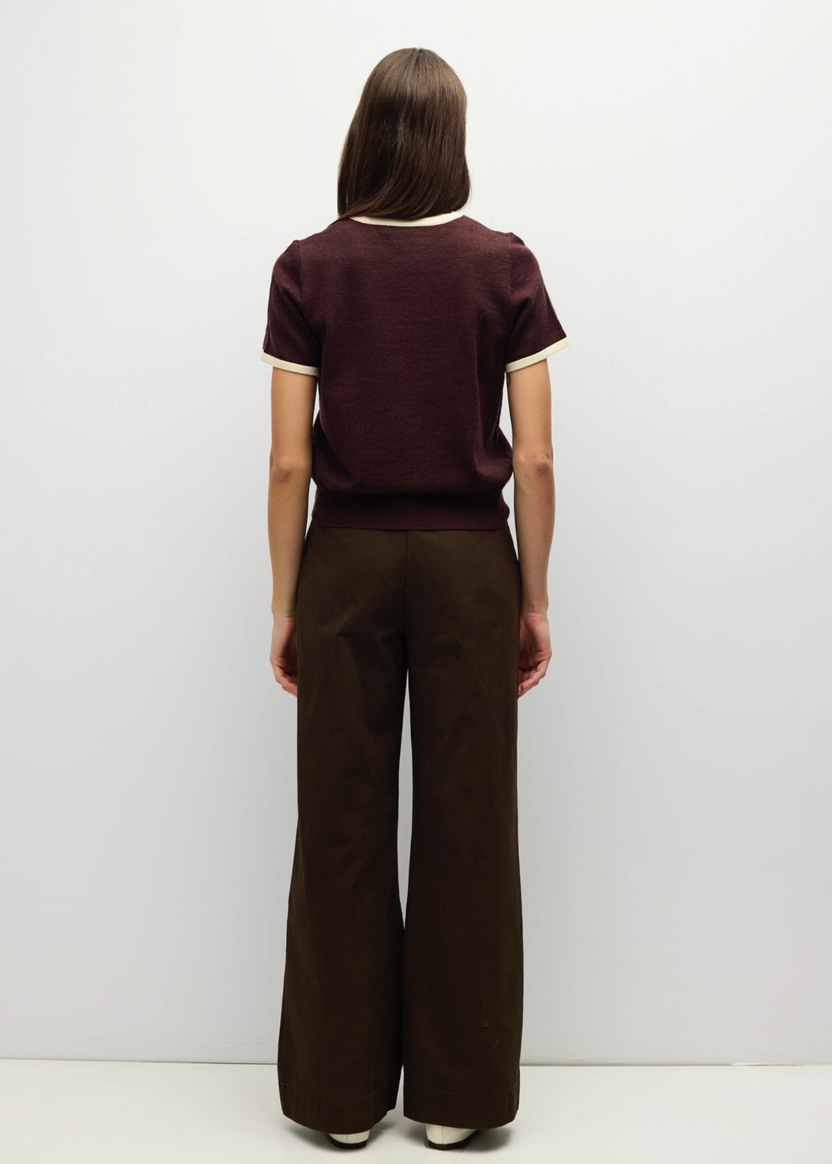 Joey Ringer Knit Tee - Brown & Cream