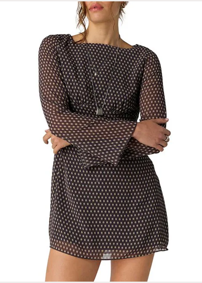 Jolie Printed Mini Dress - Dark Black Combo