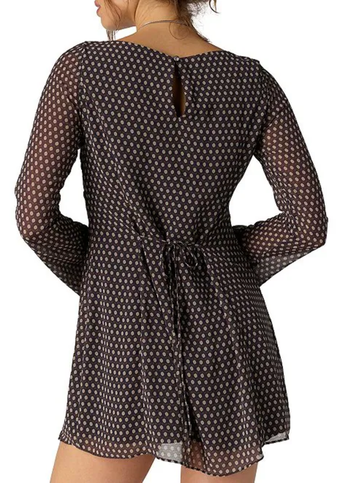 Jolie Printed Mini Dress - Dark Black Combo