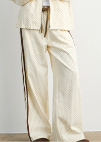 Kat Dotted Drawstring Pants - Ivory & Brown