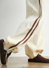 Kat Dotted Drawstring Pants - Ivory & Brown