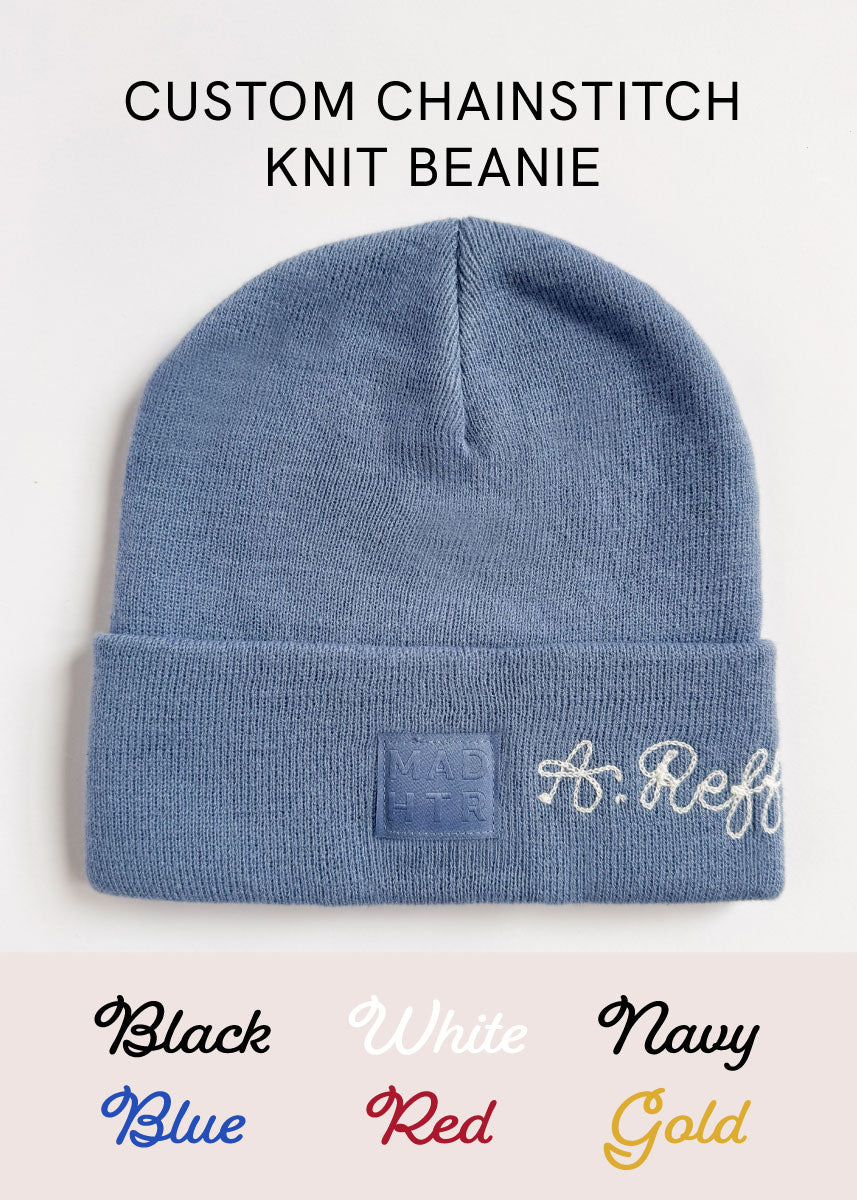 Adult Mad Hatter Knit Cuff Beanie - Feather