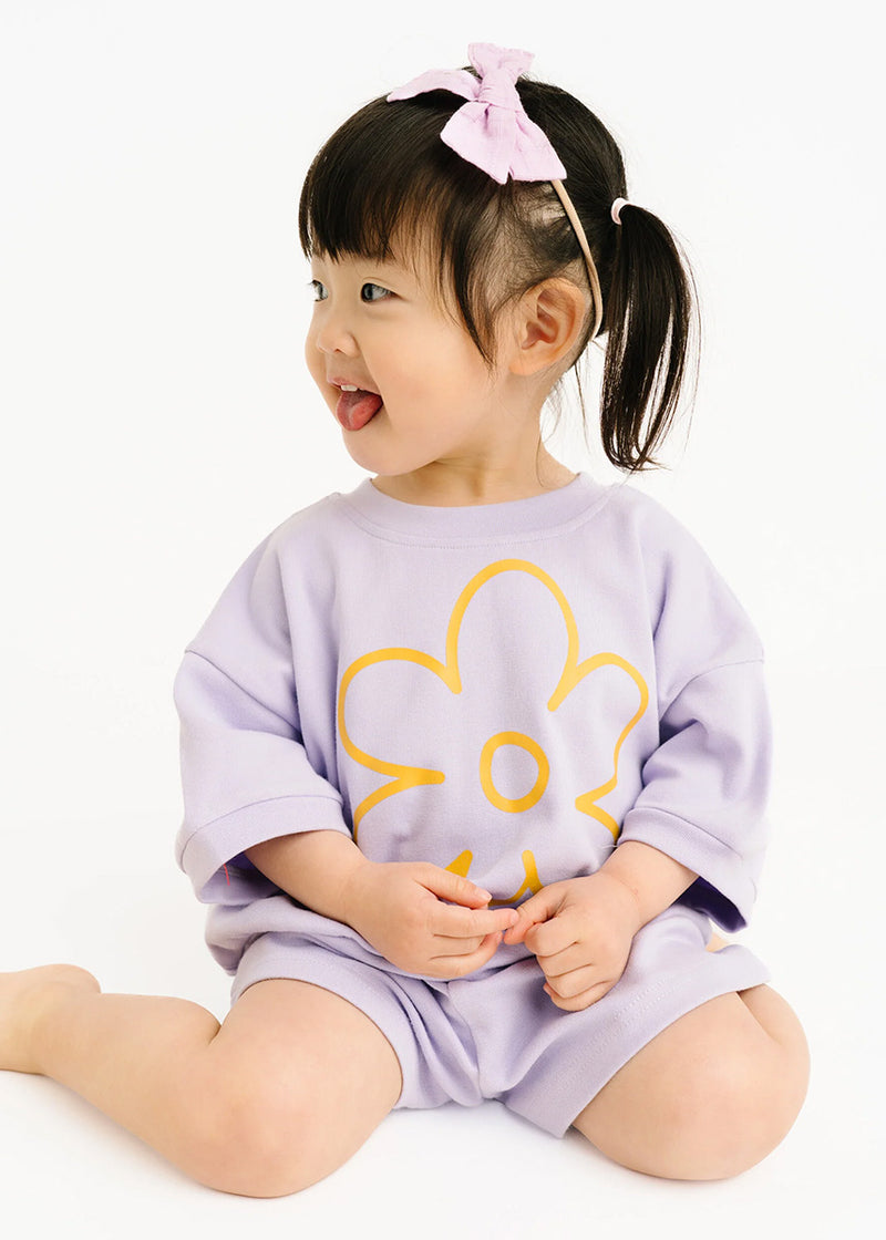 Flower Top & Shorts Set - Lilac