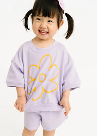 Flower Top & Shorts Set - Lilac