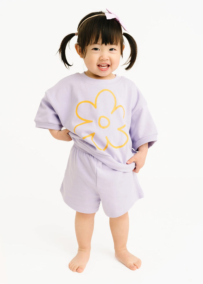 Flower Top & Shorts Set - Lilac