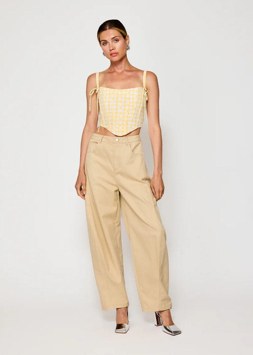 Junie Corset Top - White & Yellow