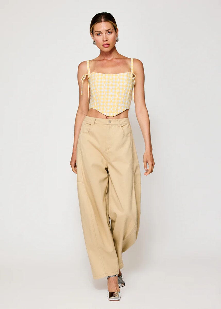 Junie Corset Top - White & Yellow