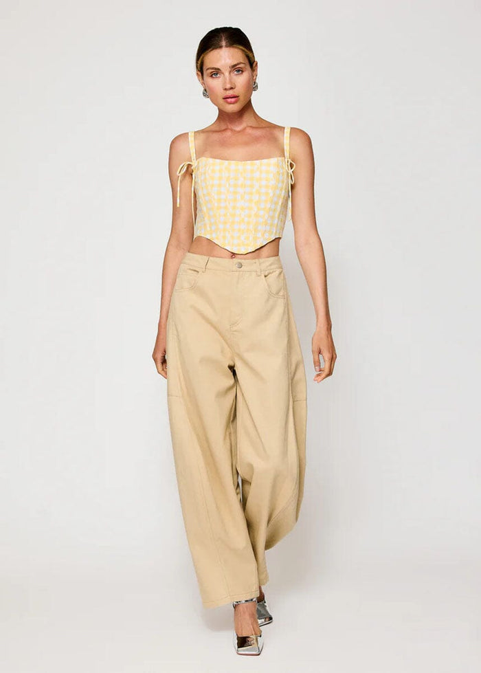 Junie Corset Top - White & Yellow