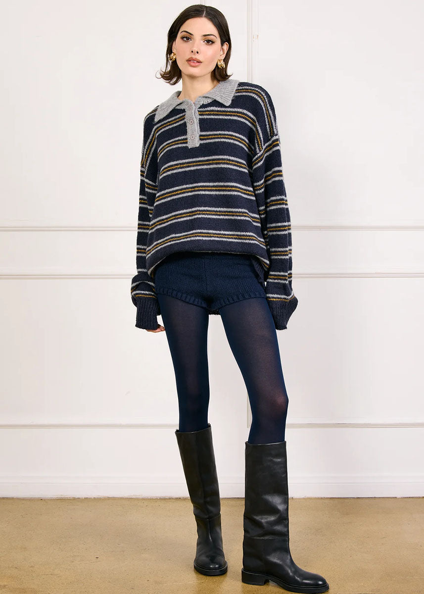 Sutton Striped Sweater - Navy & Grey