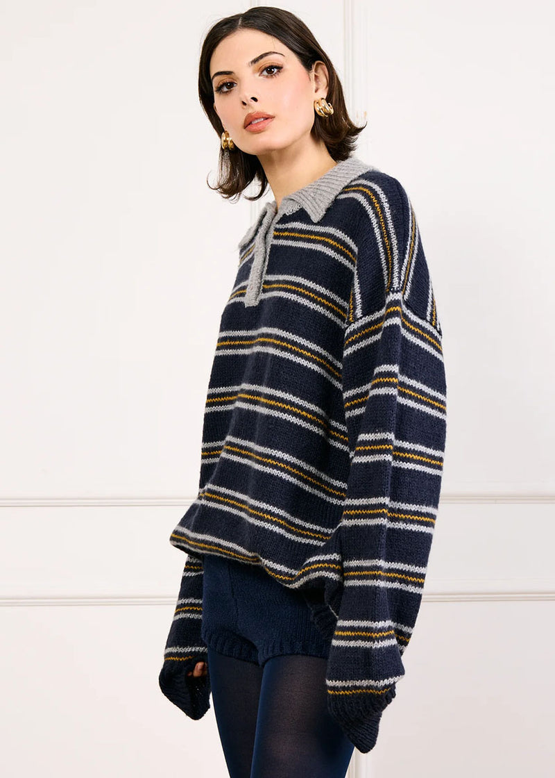 Sutton Striped Sweater - Navy & Grey