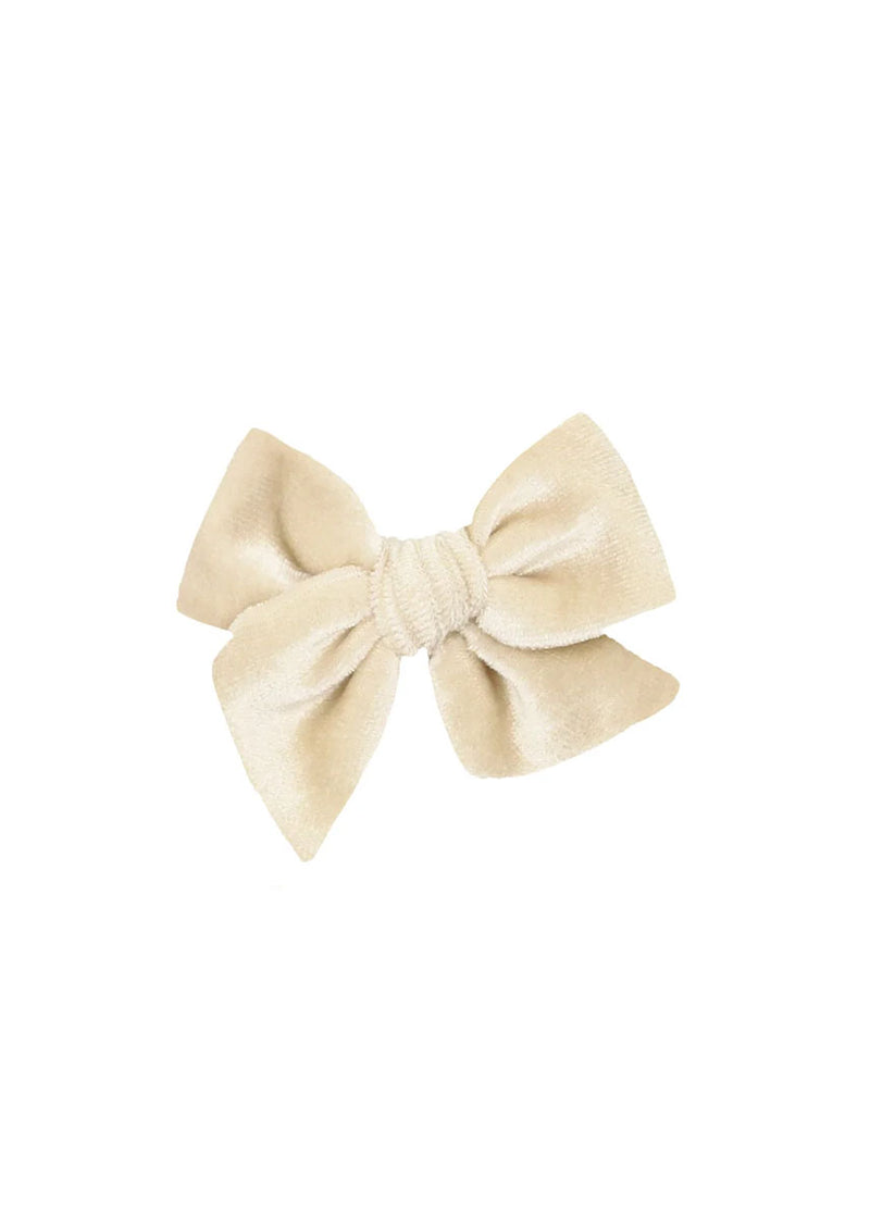 Small Velvet Bow Clip - Latte