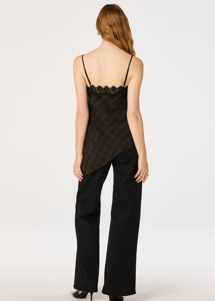 Laura Asymmetrical Lace Top - Brown