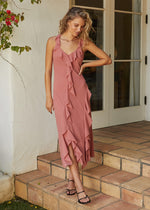 Leilina Ruffle Dress - Dusty Rose