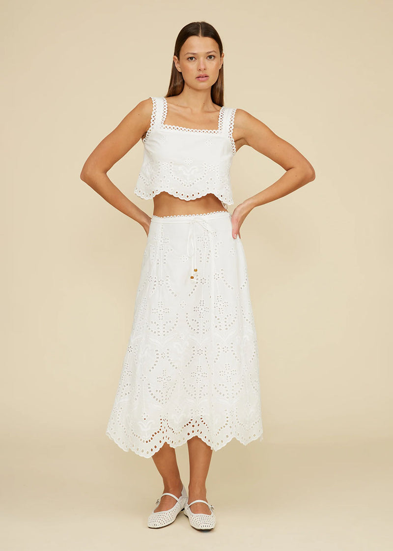 Sia Eyelet Top - White