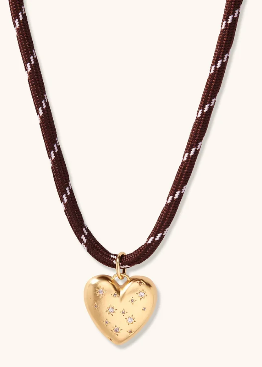 Lulu Heart Necklace - Brown Espresso