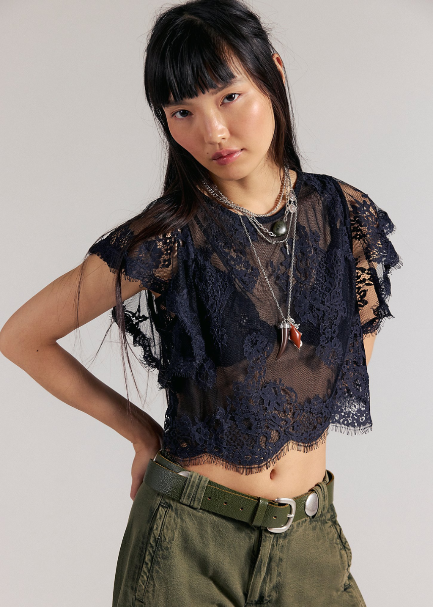 Lunar Ash Lace Top - Black