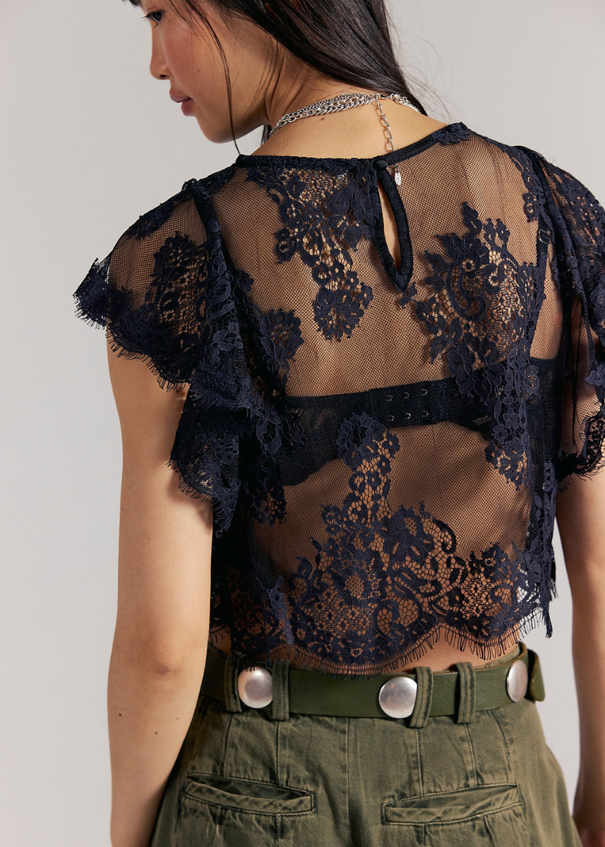Lunar Ash Lace Top - Black