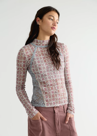 Lyric Sheer Lace Long Sleeve - Tea