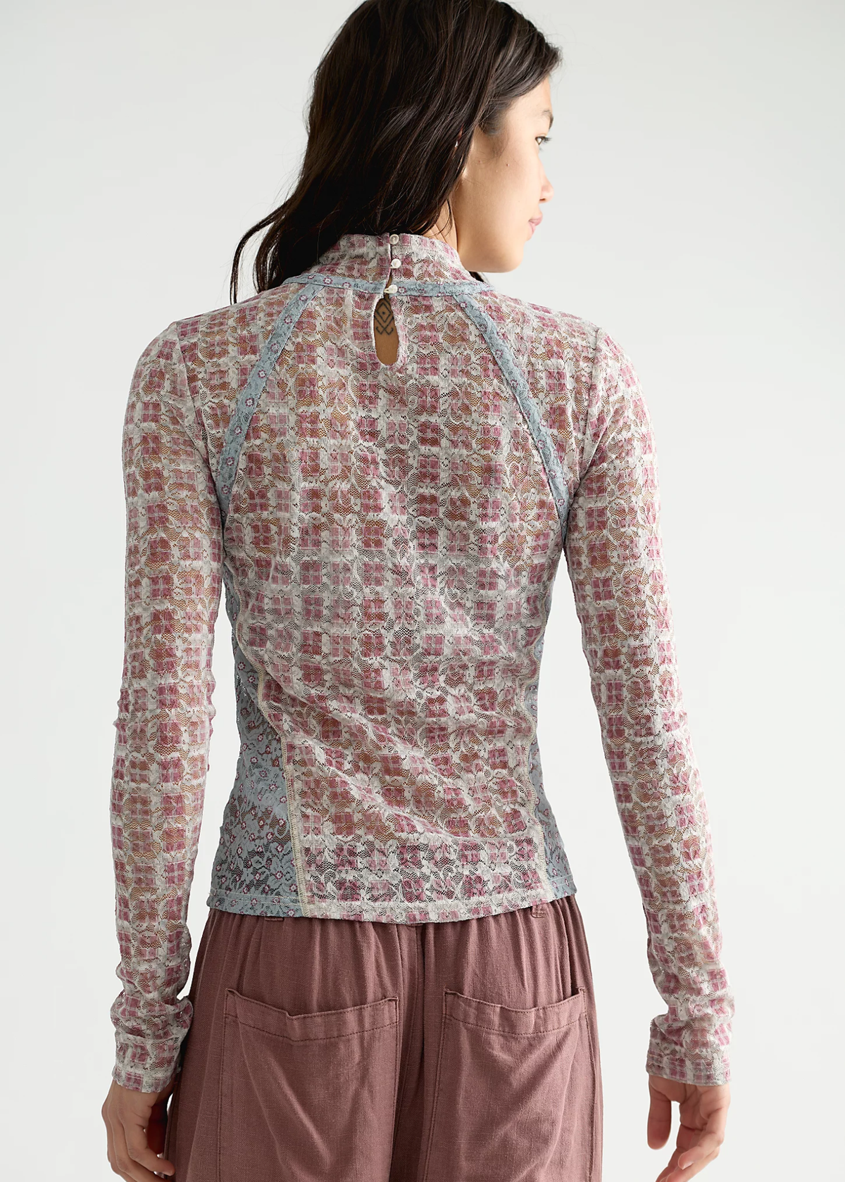 Lyric Sheer Lace Long Sleeve - Tea