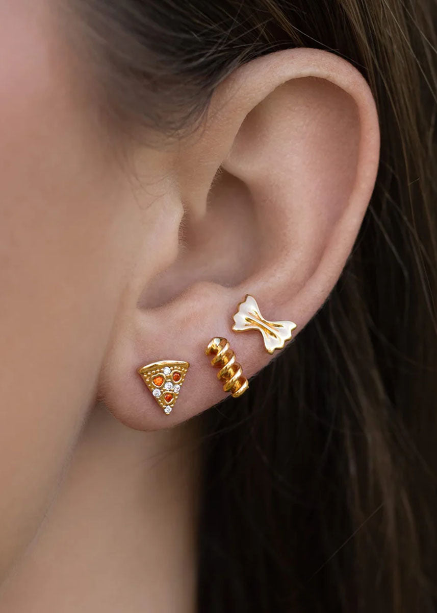 Pepperoni Pizza Studs - Gold