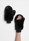 Mad Hatter Faux-Fur Mittens - Black