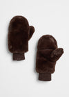 Mad Hatter Faux-Fur Mittens - Chocolate