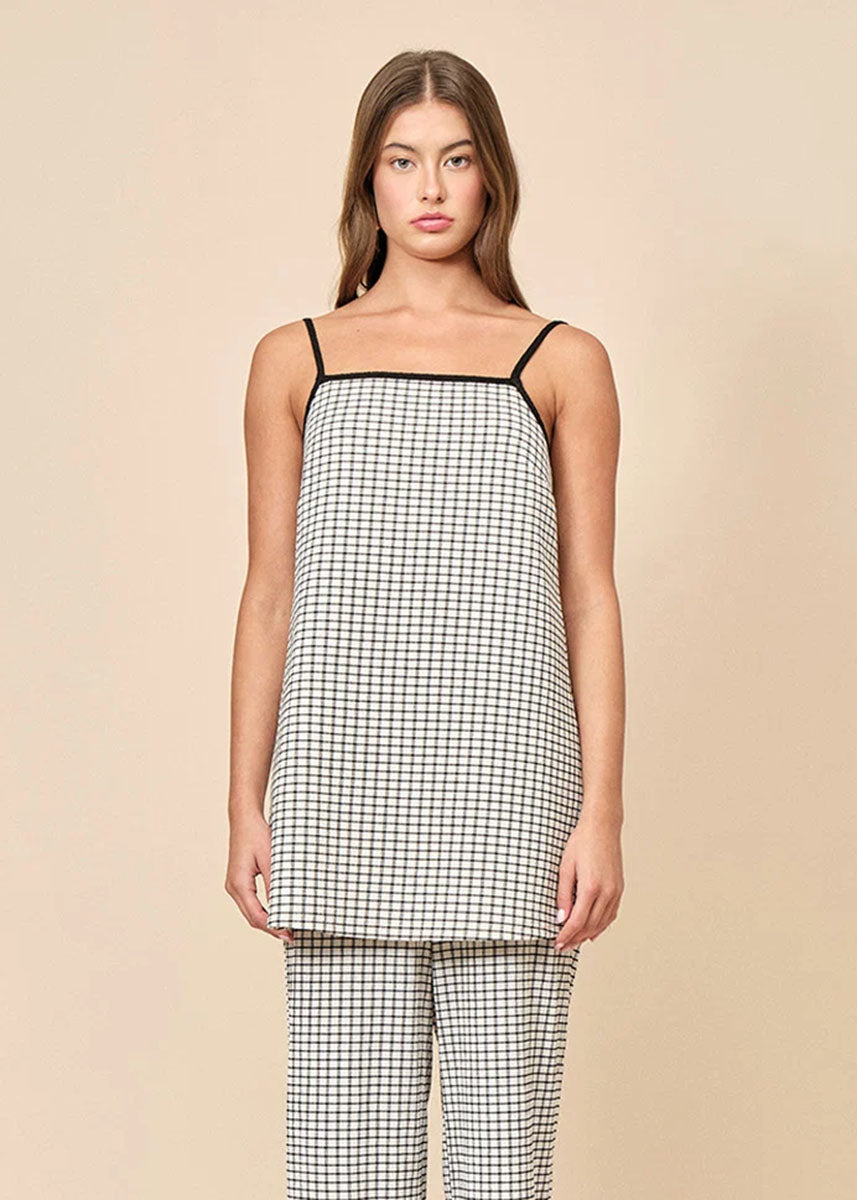 Anya Top - Black & White Grid
