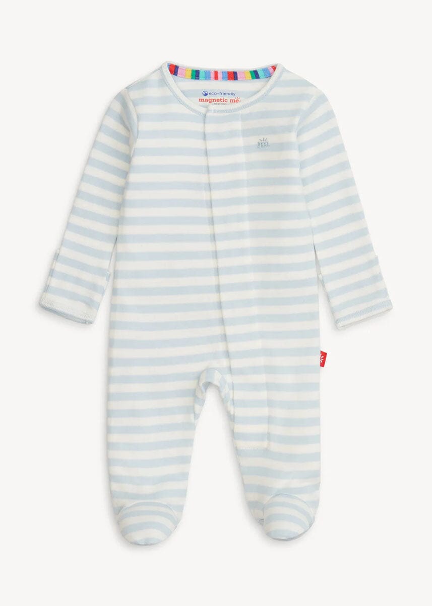 Organic Cotton Magnetic Footie - Blue Stripe