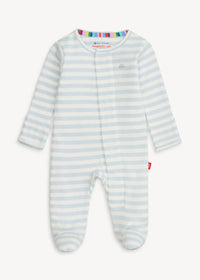 Organic Cotton Magnetic Footie - Blue Stripe