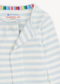 Organic Cotton Magnetic Footie - Blue Stripe