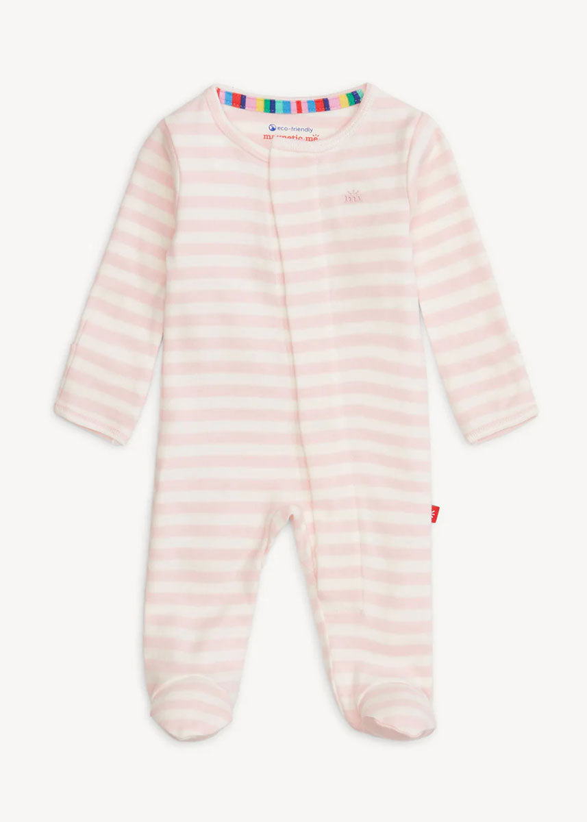Organic Cotton Magnetic Footie - Pink Stripe