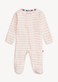Organic Cotton Magnetic Footie - Pink Stripe
