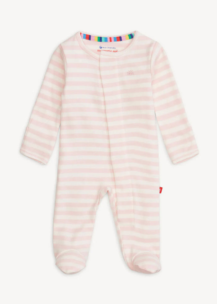Organic Cotton Magnetic Footie - Pink Stripe