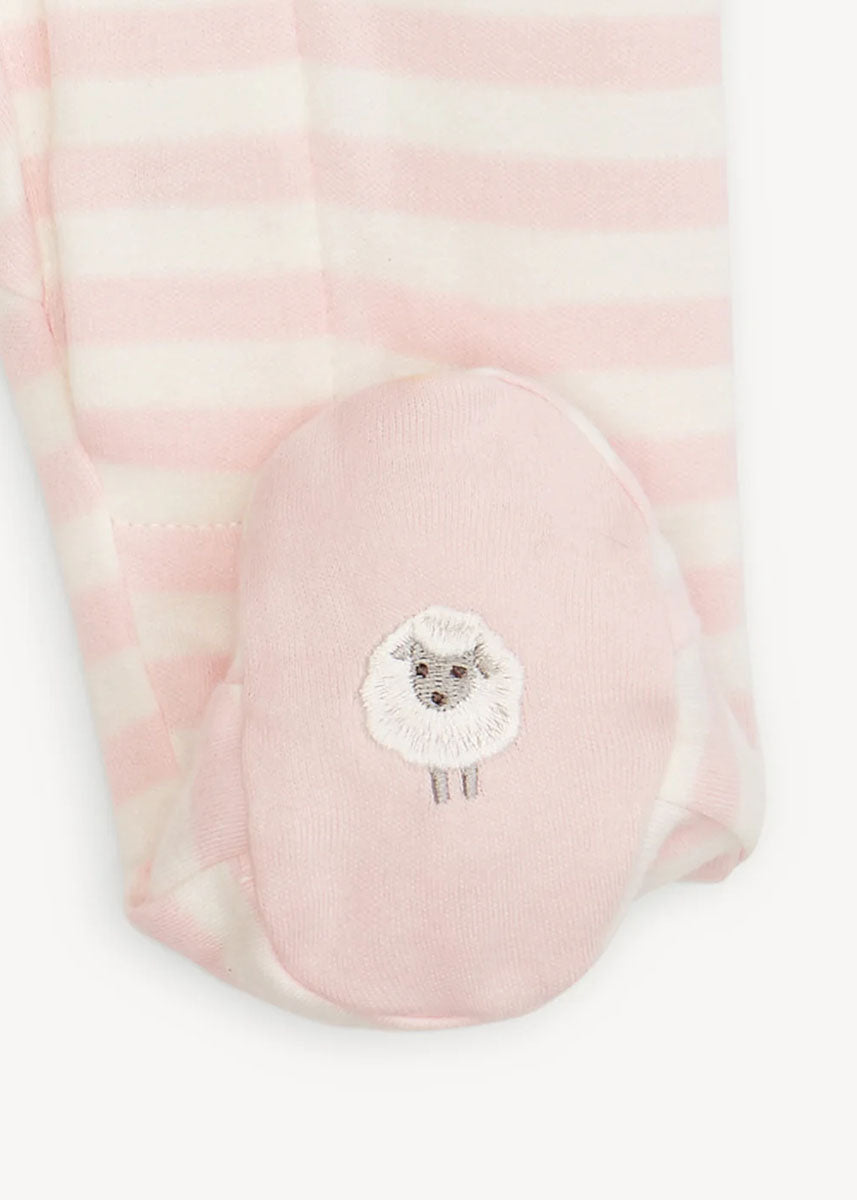 Organic Cotton Magnetic Footie - Pink Stripe