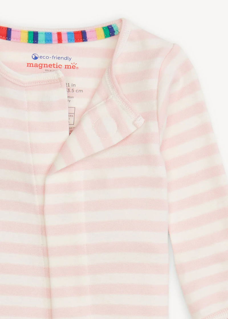 Organic Cotton Magnetic Footie - Pink Stripe