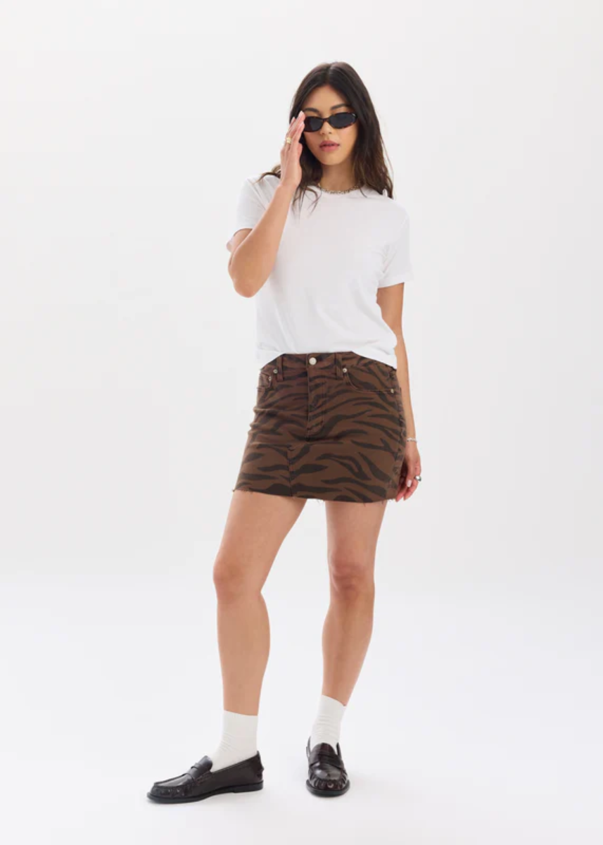 Malibu Mid-Rise Mini Skirt - Desert Zebra