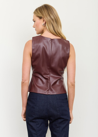 Marisol Faux Leather Top - Oxblood